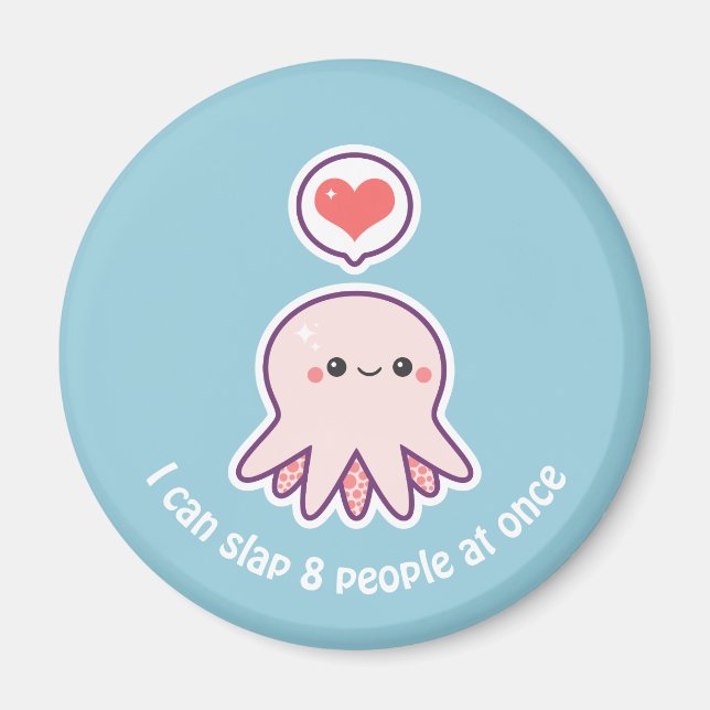 Kawaii Pink Octopus Magnet (Front)