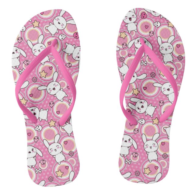 kawaii pink pattern jandals (Footbed)