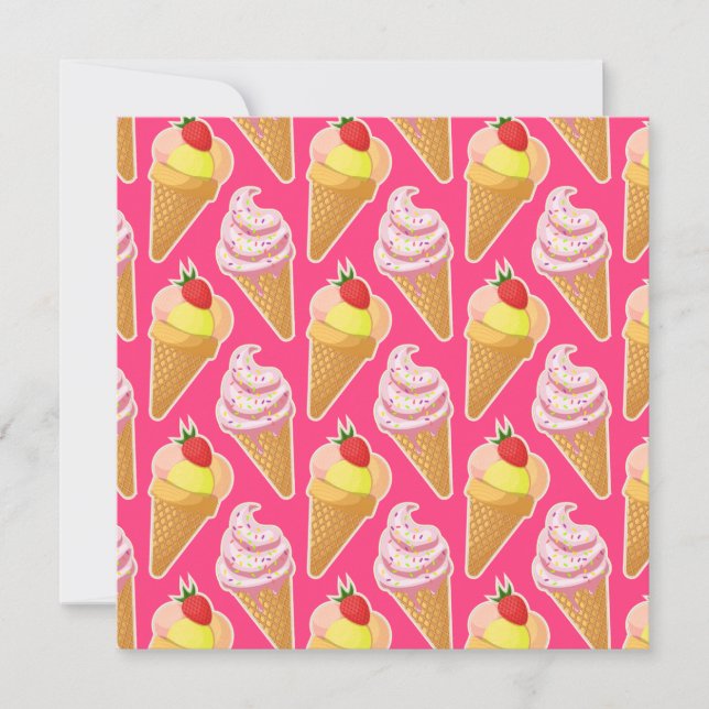Kawaii pink pattern with strawberry ice cream  (Front)