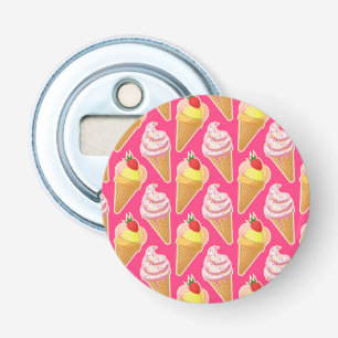 Kawaii pink pattern with strawberry ice cream bottle opener