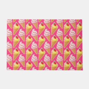 Kawaii pink pattern with strawberry ice cream doormat