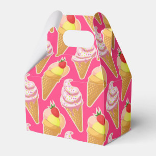 Kawaii pink pattern with strawberry ice cream favour box