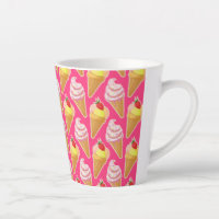 Kawaii pink pattern with strawberry ice cream