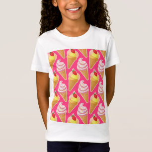 Kawaii pink pattern with strawberry ice cream  T-Shirt