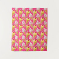 Kawaii pink pattern with strawberry ice cream 