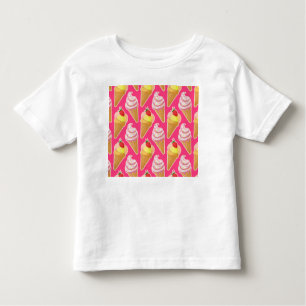 Kawaii pink pattern with strawberry ice cream toddler T-Shirt