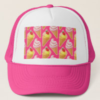 Kawaii pink pattern with strawberry ice cream