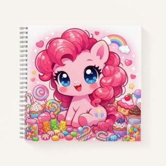 Kawaii Pink Pony Chibi Art – Sweet Candy & Cupcake Notebook
