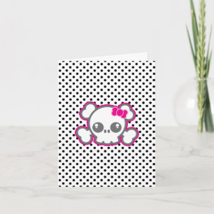 Kawaii Pink Ribbon Skull Note Card