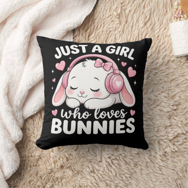 Kawaii Pink Sleepy Bunny Cushion (Blanket)