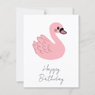 Kawaii Pink Swan – Cute Cartoon Animal Design Postcard