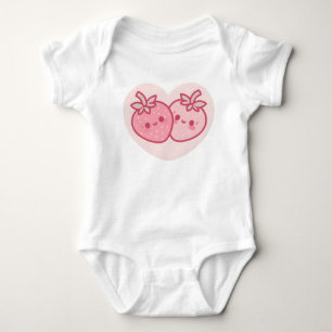 Kawaii Pink Valentines Strawberries Baby Bodysuit