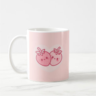 Kawaii Pink Valentines Strawberries (Pink) Coffee Mug