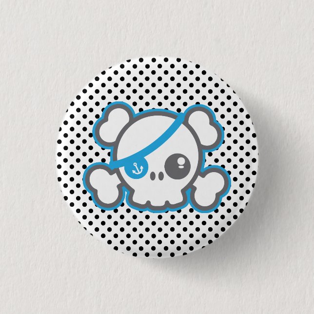 Kawaii Pirate Skull Button (Front)