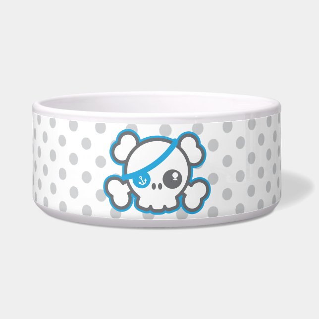 Kawaii Pirate Skull Dog Bowl (Front)