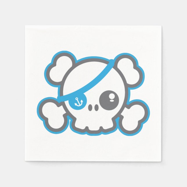 Kawaii Pirate Skull Napkins (Front)