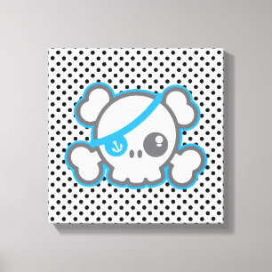 Kawaii Pirate Skull Wrapped Canvas