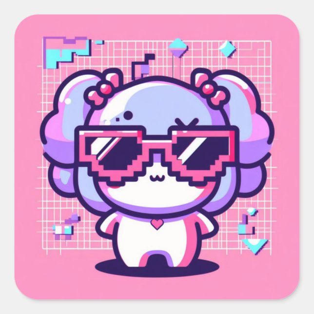 Kawaii Pixel Pal Square Sticker (Front)
