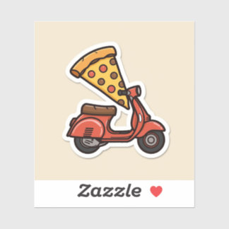 Kawaii Pizza Delivery Scooter Sticker