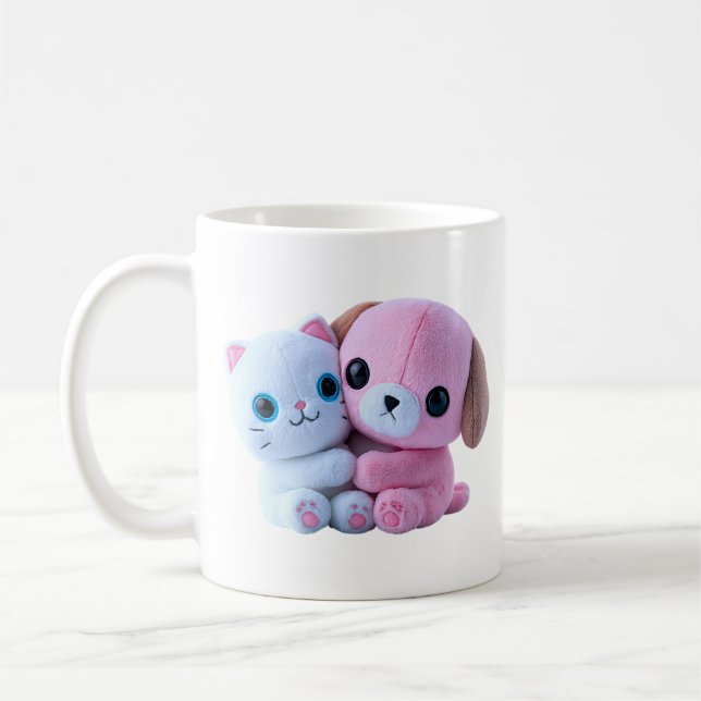 Kawaii Plush Teddy Hug Pastel Coffee Mug (Left)