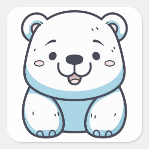 Kawaii Polar Bear Graphic Design Square Sticker