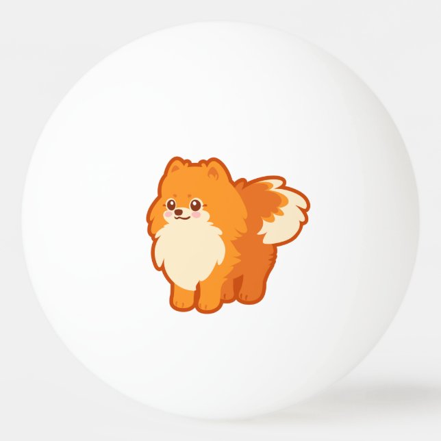 Kawaii Pomeranian Cartoon Dog Ping Pong Ball (Front)