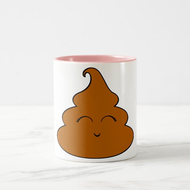 Kawaii Poo Poo Two-Tone Coffee Mug (Center)