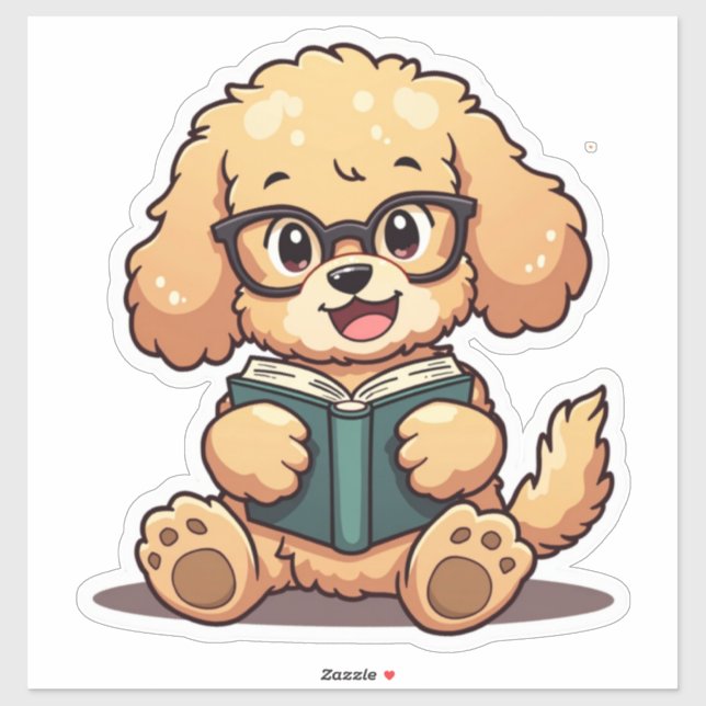 Kawaii Poodle Reading a Book (Sheet)