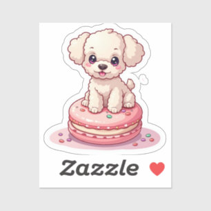 Kawaii Poodle Sitting on Macaron