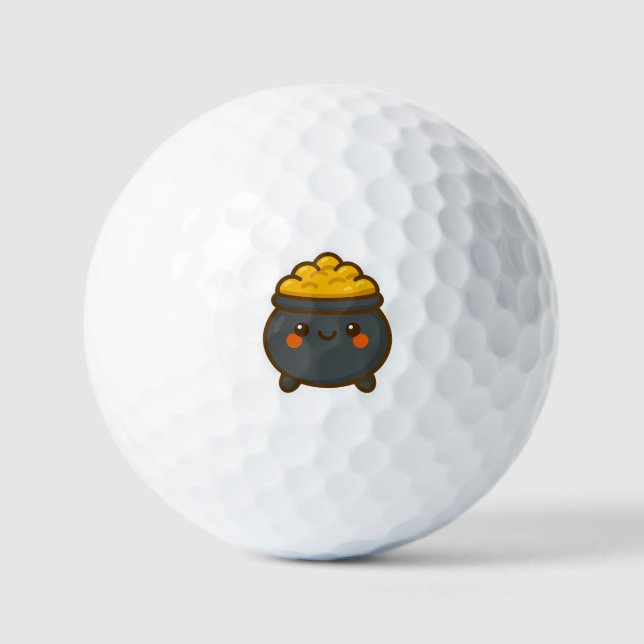 Kawaii Pot of Gold Golf Balls (Front)