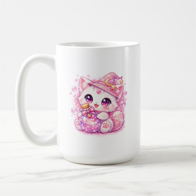 Kawaii Potion Witch Kitty Coffee Mug (Left)