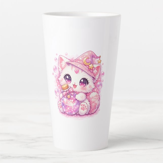 Kawaii Potion Witch Kitty Latte Mug (Front)