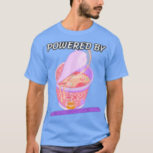 Kawaii Powered By Cup Ramen Chopsticks Shiba Inu D T-Shirt