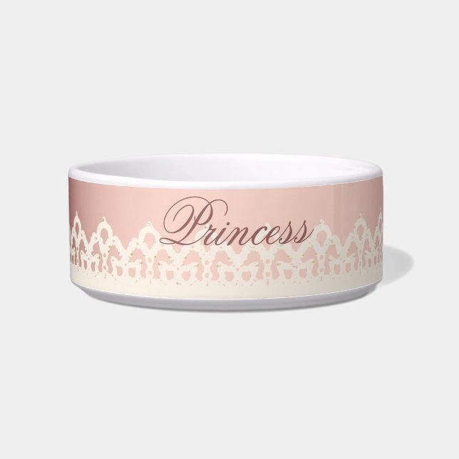 Kawaii princess girly chic white lace pink bow bowl (Left)