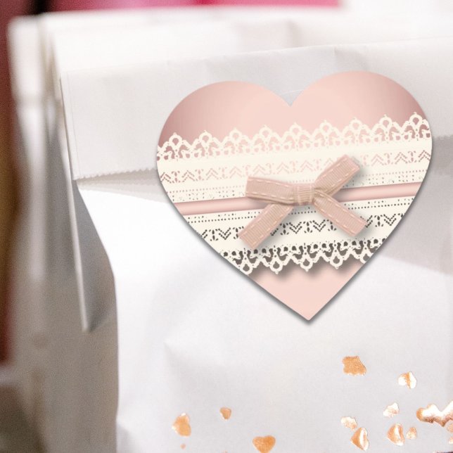 Kawaii princess girly chic white lace pink bow heart sticker (Kawaii princess girly chic white lace pink bow heart sticker)