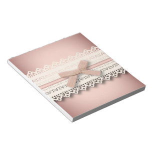 Kawaii princess girly chic white lace pink bow notepad