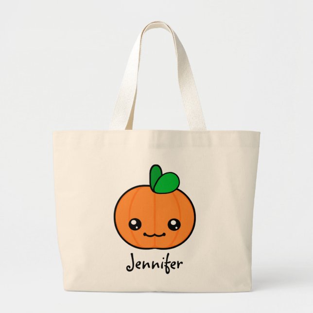 Kawaii Pumpkin Halloween Personalised Tote Bag (Front)