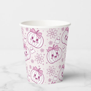 Kawaii Pumpkins, Ghosts & Flowers Paper Cups