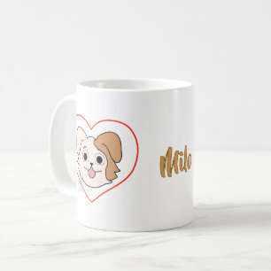 Kawaii Puppy Dog Heart Mug - Dog Lover Gift