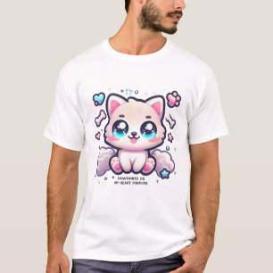 Kawaii Puppy Pawprints on My Heart, Forever T-Shirt