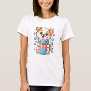 Kawaii Puppy Slush Drink – Cute Dog Boba Style T-Shirt