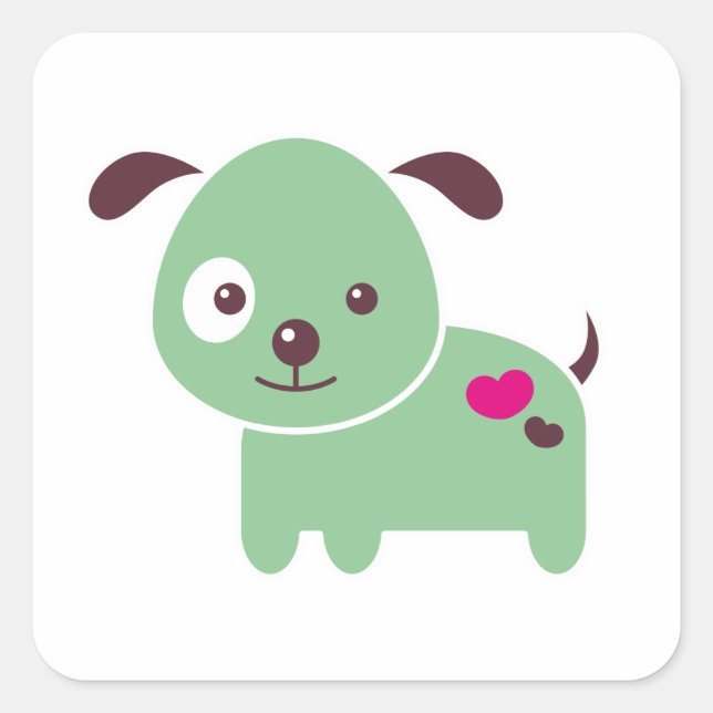 Kawaii puppy square sticker (Front)