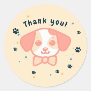 Kawaii puppy thank you classic round sticker