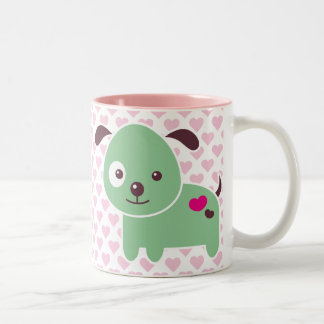 Kawaii puppy Two-Tone coffee mug