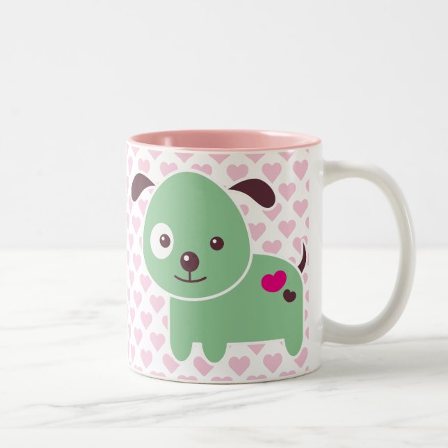 Kawaii puppy Two-Tone coffee mug (Right)