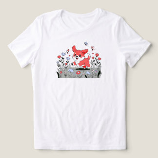 "Kawaii Puppy with Butterflies | WHITE ONLY Tri-Blend Shirt