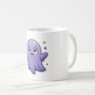 Kawaii Purple Ghost Mug Cute Spooky Halloween Gift
