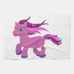 kawaii purple pony tea towel