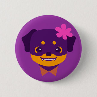 Kawaii Purple Rottweiler Puppy 6 Cm Round Badge