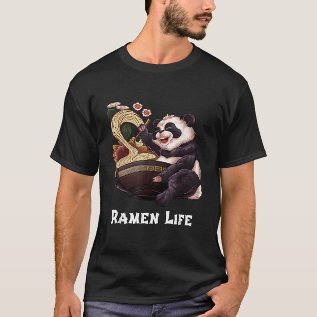 Kawaii Ra Japanese Asian Noodles Panda T-Shirt (Front)